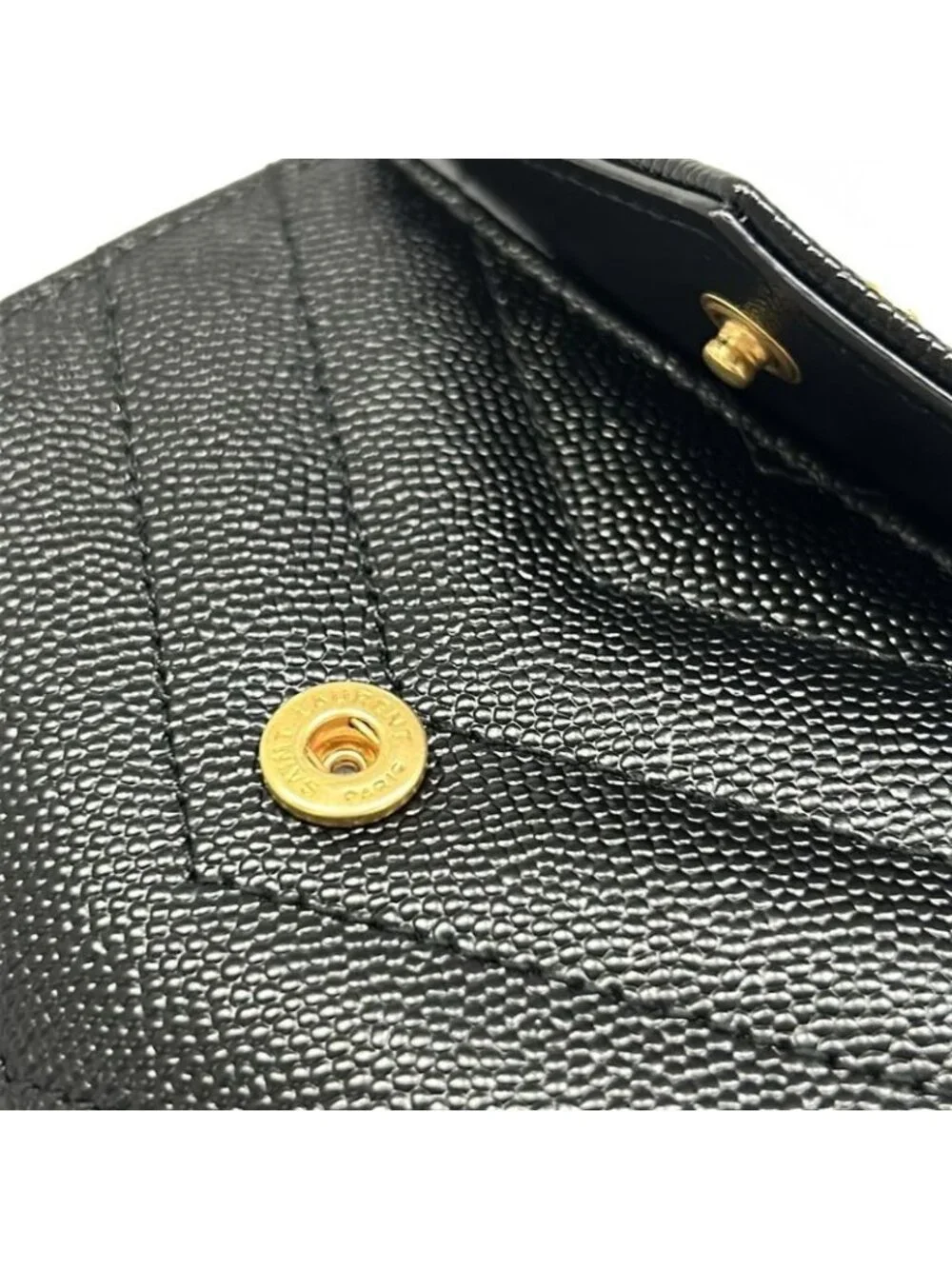 Saint Laurent Paris Trifold Wallet Cassandra Multi Fold Black Ysllogo Leather - Picture 11 of 12